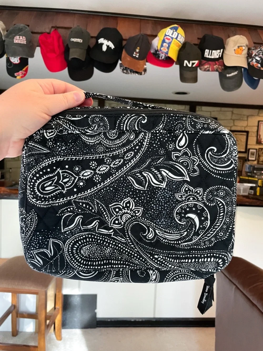 Vera Bradley Blush & Brush Makeup Case - Stellar Paisley - Black and White, GUC - Picture 1 of 7